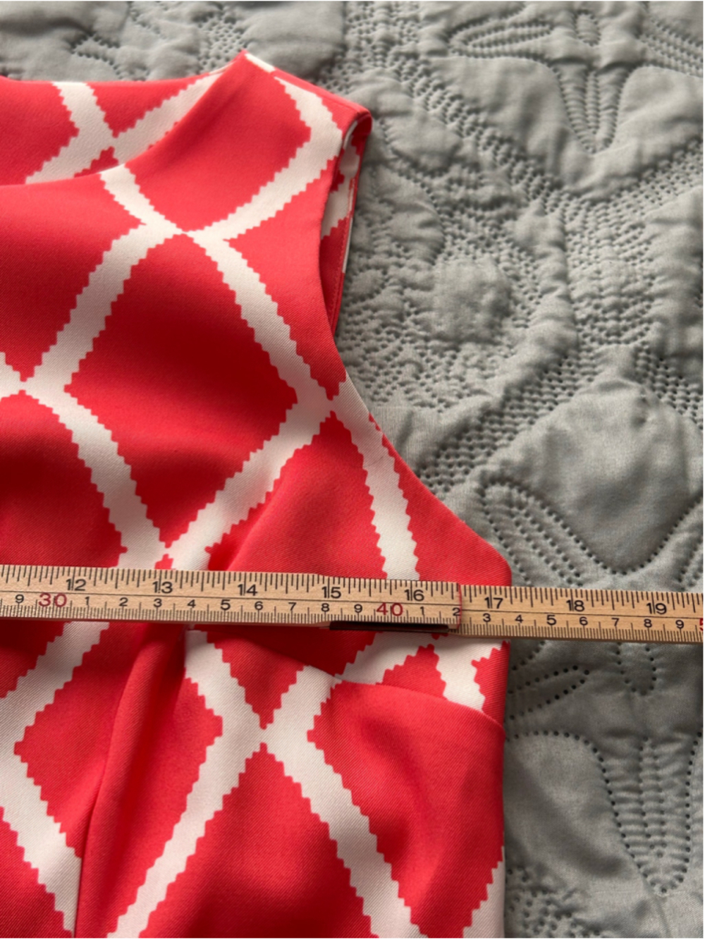 ALYX Red White Diamond Lattice Sleeveless Dress Size 12 Stretch - Picture 7 of 8